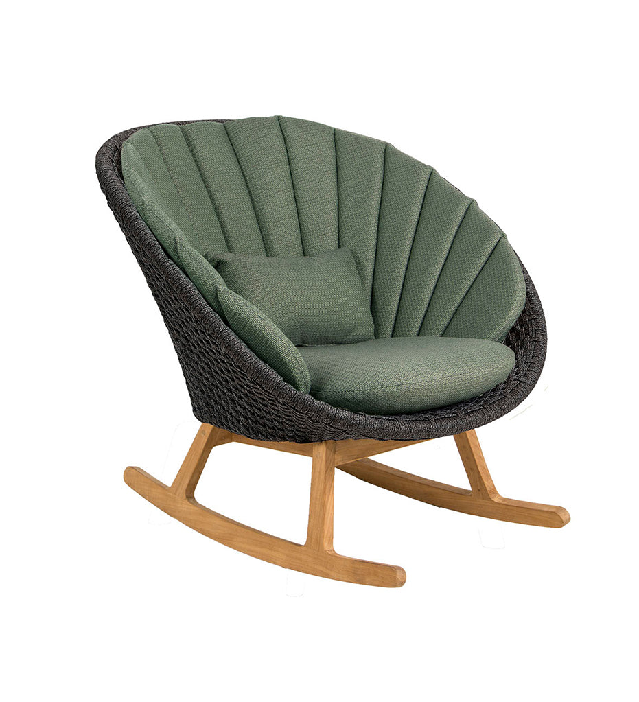 Allred Collaborative - Cane-Line -  Peacock Rocking Chair - Outdoor Rope,image:Dark Green Link Y101 # 5458YN101