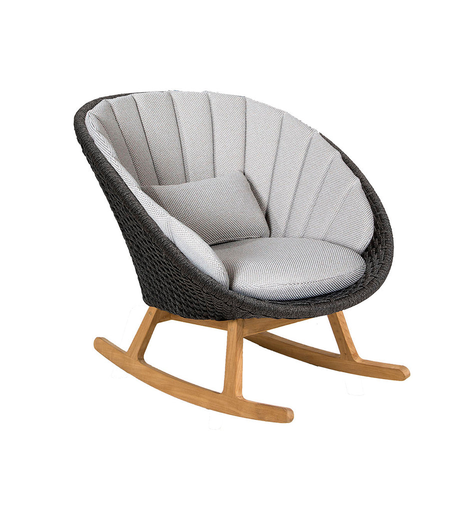 Allred Collaborative - Cane-Line -  Peacock Rocking Chair - Outdoor Rope,image:Light Grey Focus YN146 # 5458YN146