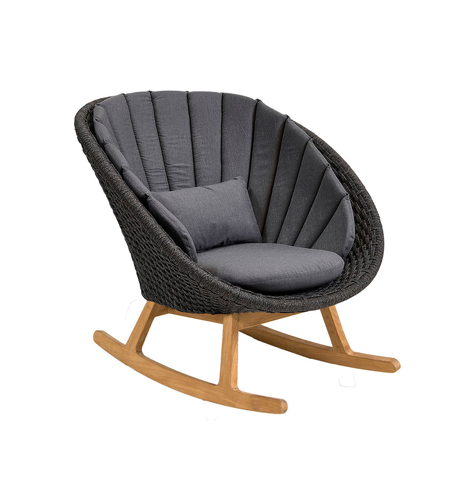 Allred Collaborative - Cane-Line -  Peacock Rocking Chair - Outdoor Rope,image:Grey Natte YSN95 # 5458YSN95
