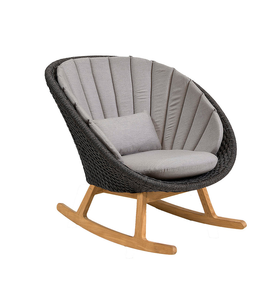 Allred Collaborative - Cane-Line -  Peacock Rocking Chair - Outdoor Rope,image:Taupe Natte YSN97 # 5458YSN97