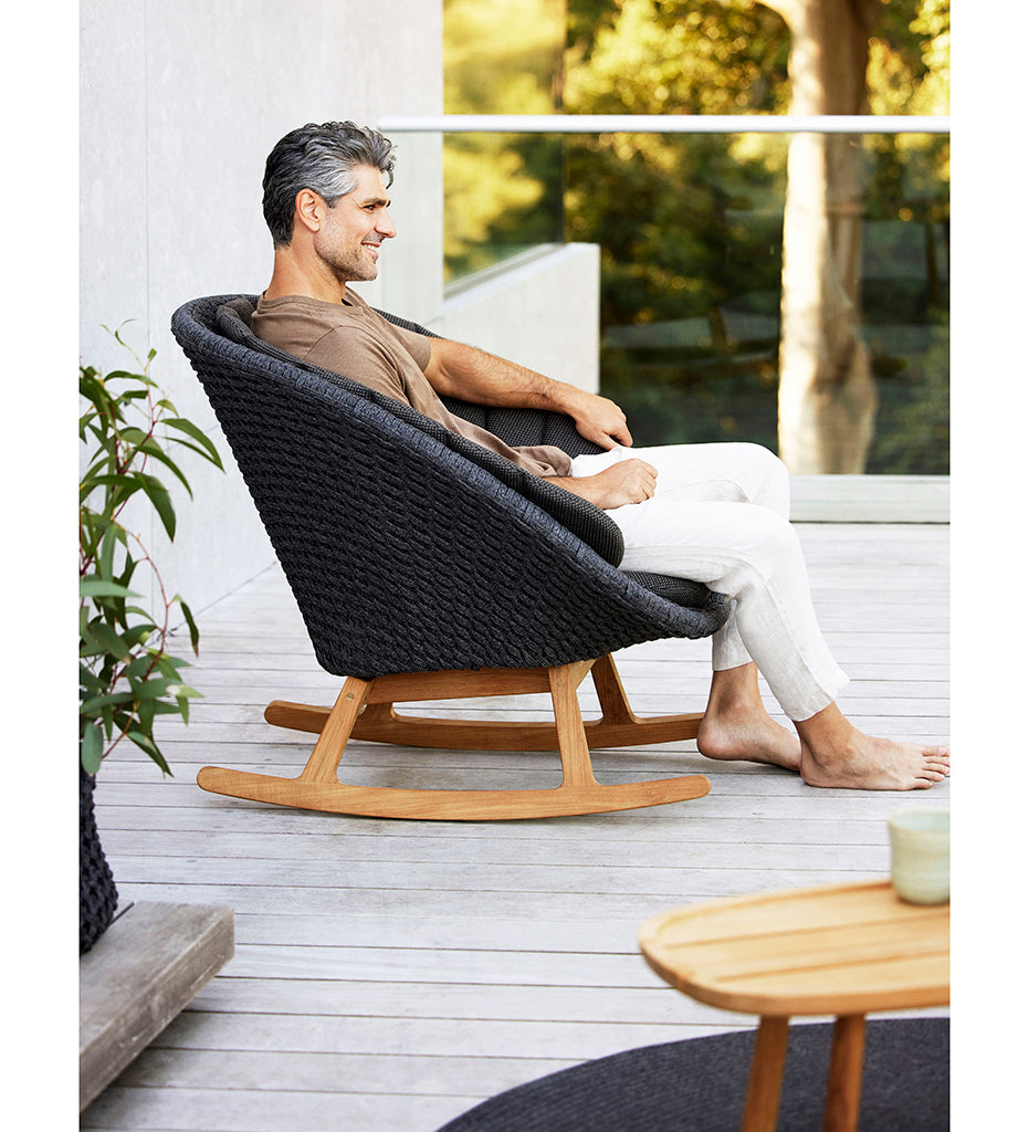 lifestyle, Allred Collaborative - Cane-Line -  Peacock Rocking Chair - Outdoor Rope