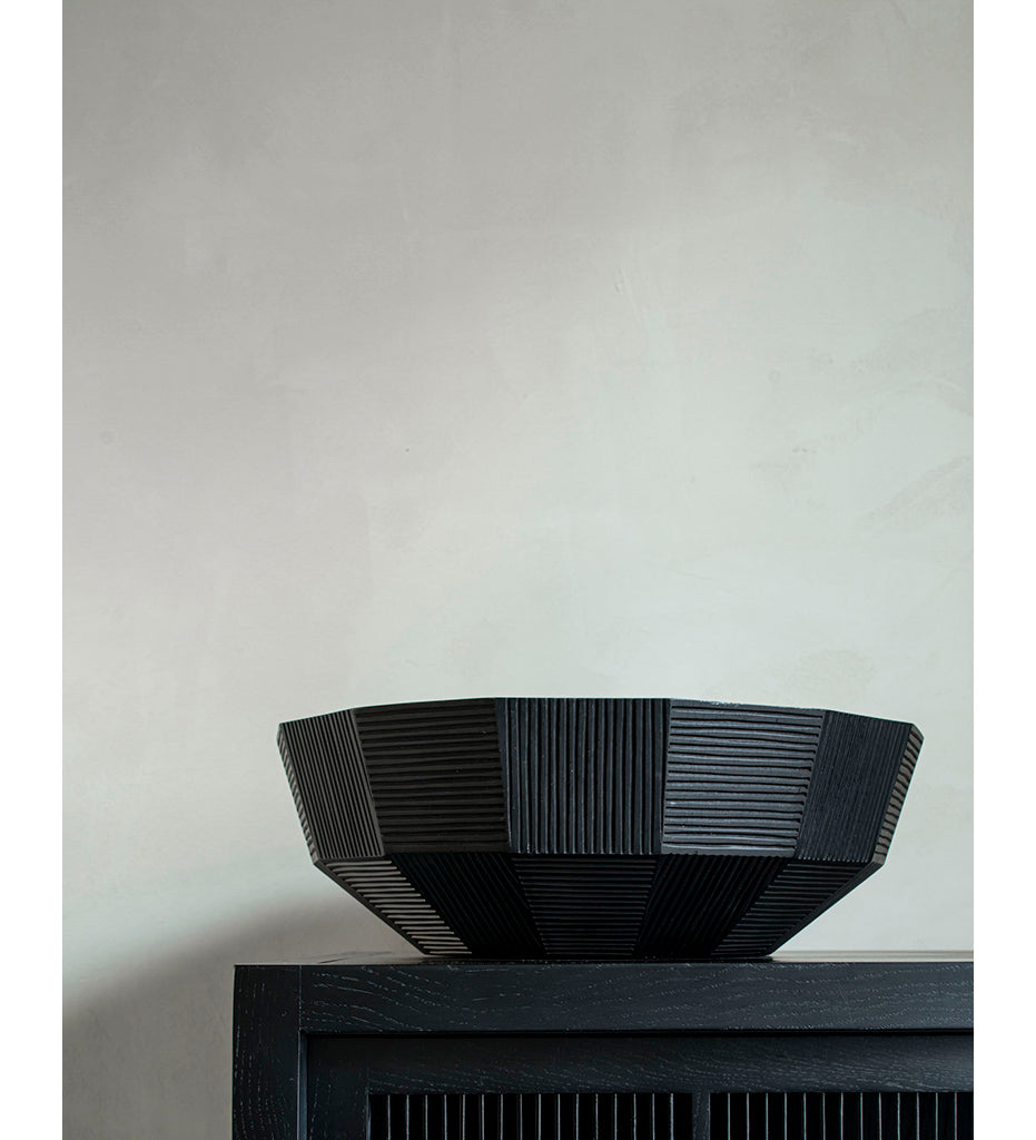 Ethnicraft Black Striped Bowl - Mahogany 29732