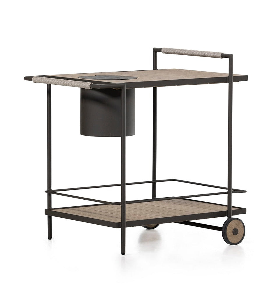 Four Hands Loring Outdoor Bar Cart - Washed Brown 226756-001