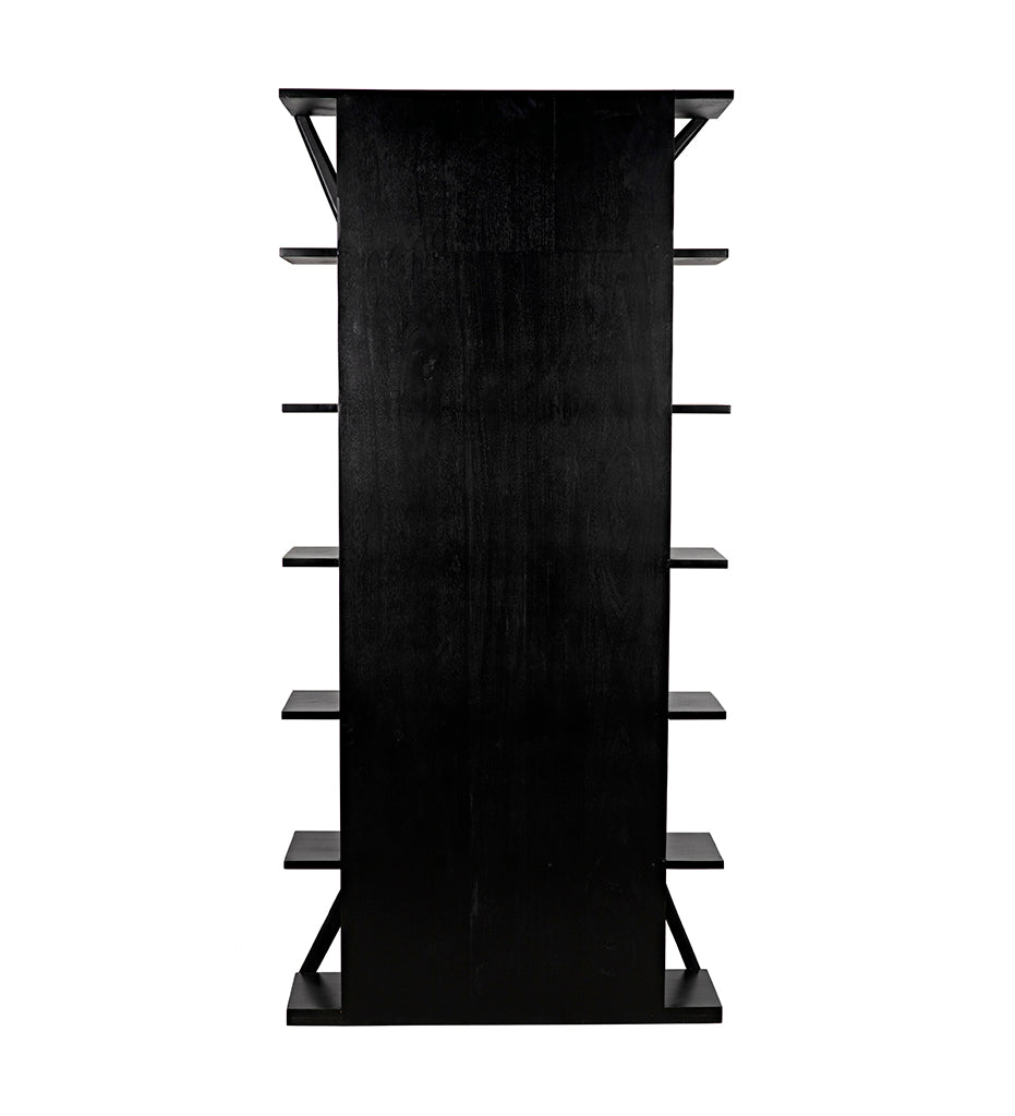 Noir Vetra Bookcase - Hand Rubbed Black GBCS228HB