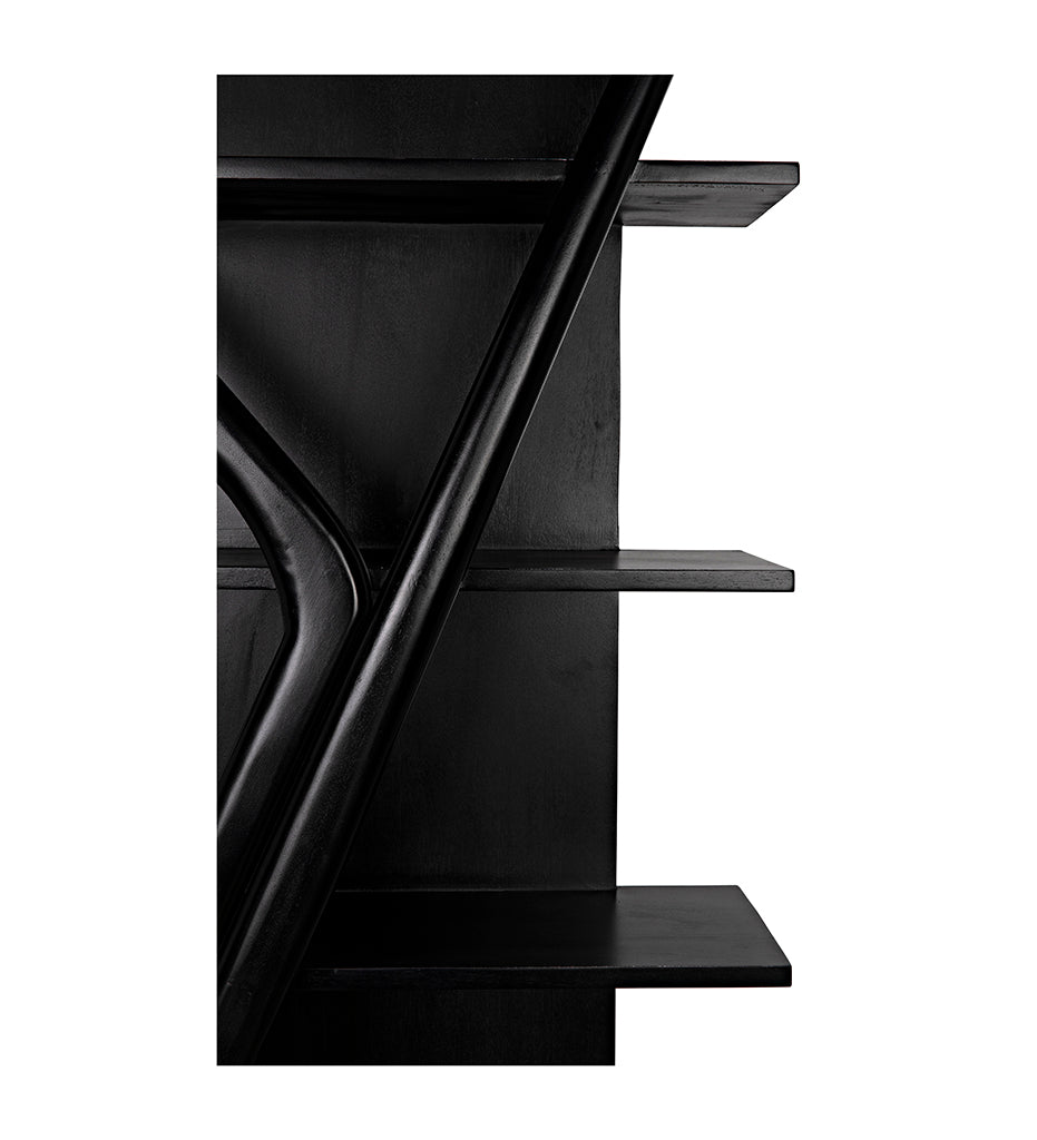 Noir Vetra Bookcase - Hand Rubbed Black GBCS228HB