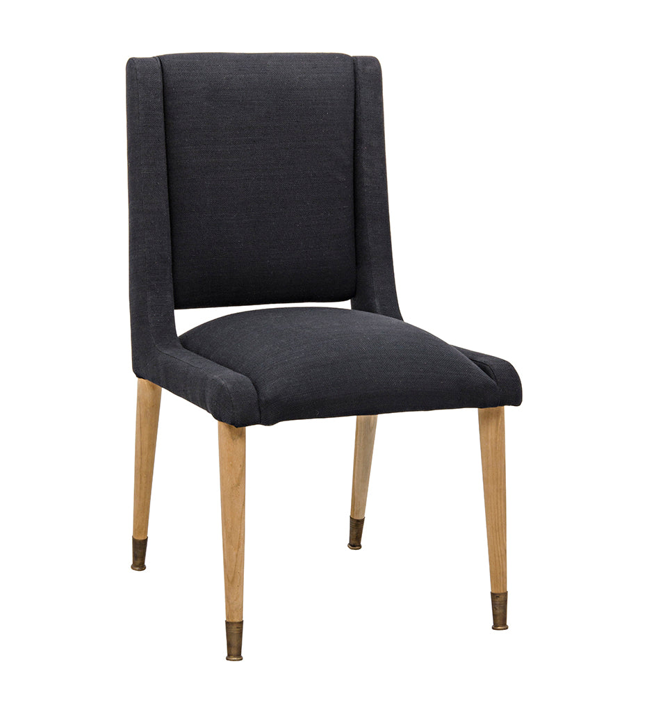 Noir Lino Dining Chairs - Teak with Black Woven Fabric GCHA273T