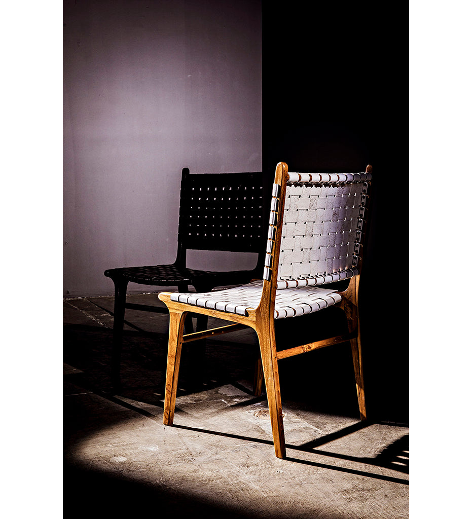 lifestyle, Noir Dede Dining Chairs - Teak with White Leather GCHA277WH