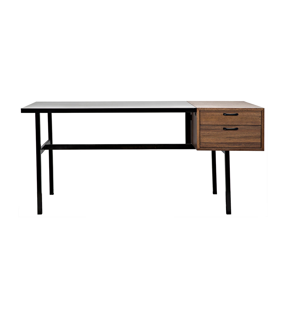 Noir Algeron Desk with Black Steel GDES144MTB
