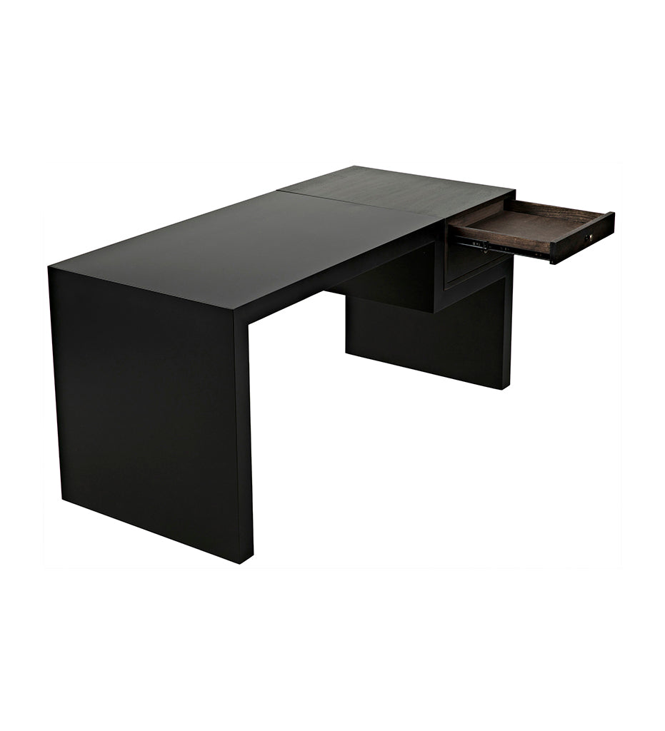 Noir Alvaro Desk - Black Steel with Ebony Walnut GDES179MTB
