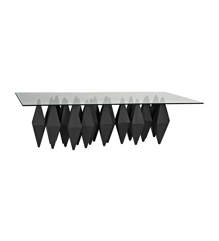 Noir Bast Metal Coffee Table with Glass Top - Black Steel GTAB1052MTB