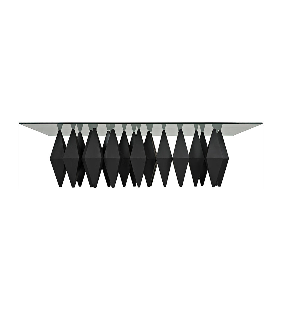 Noir Bast Metal Coffee Table with Glass Top - Black Steel GTAB1052MTB