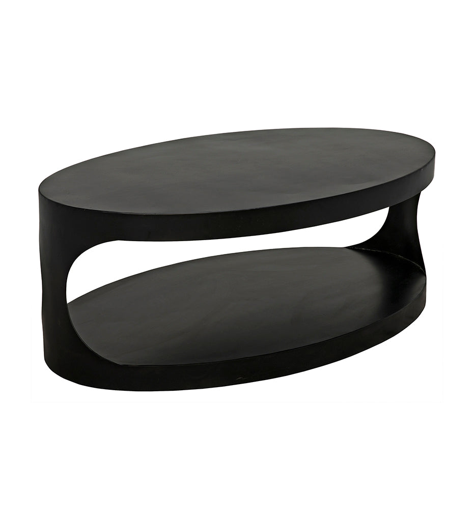Noir Eclipse Oval Coffee Table - Black Steel GTAB132MTB