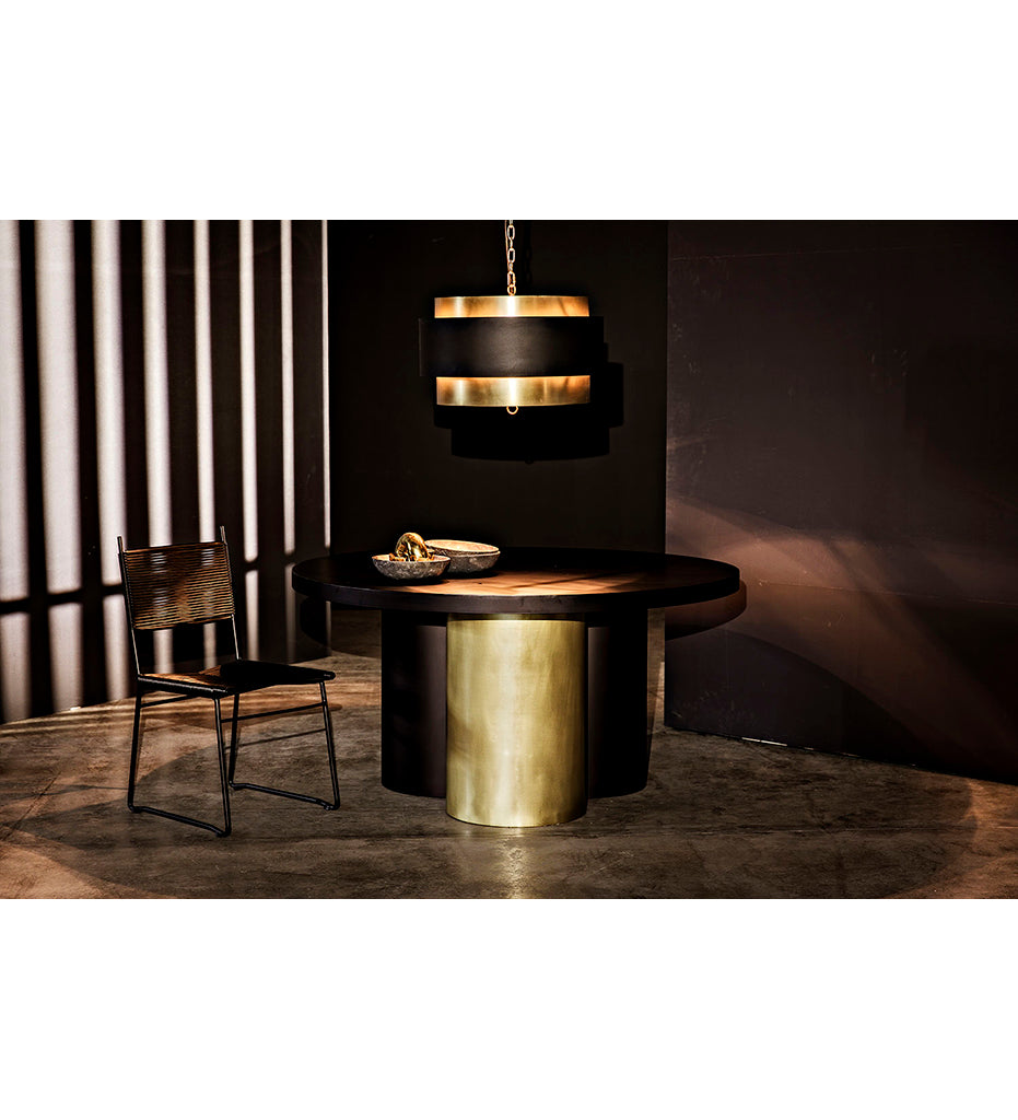 lifestyle, Noir Huxley Dining Table - Black Steel with Brass Finished Accent GTAB555MTB