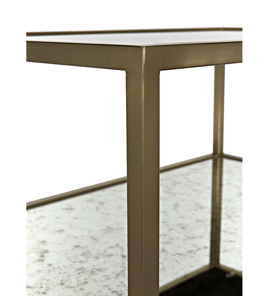 Noir 3 Tier Side Tables - Antique Brass and Antique Mirror GTAB658MB