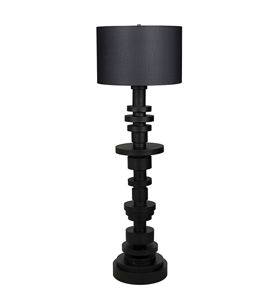 Noir Wilton Floor Lamp with Shade - Black Steel LAMP749MTBSH