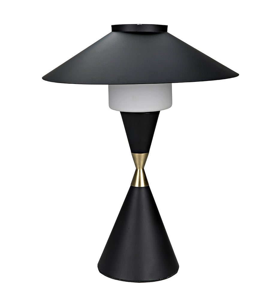 Noir Lucia Table Lamp - Black Steel with Mb Detail LAMP750MTB-MB