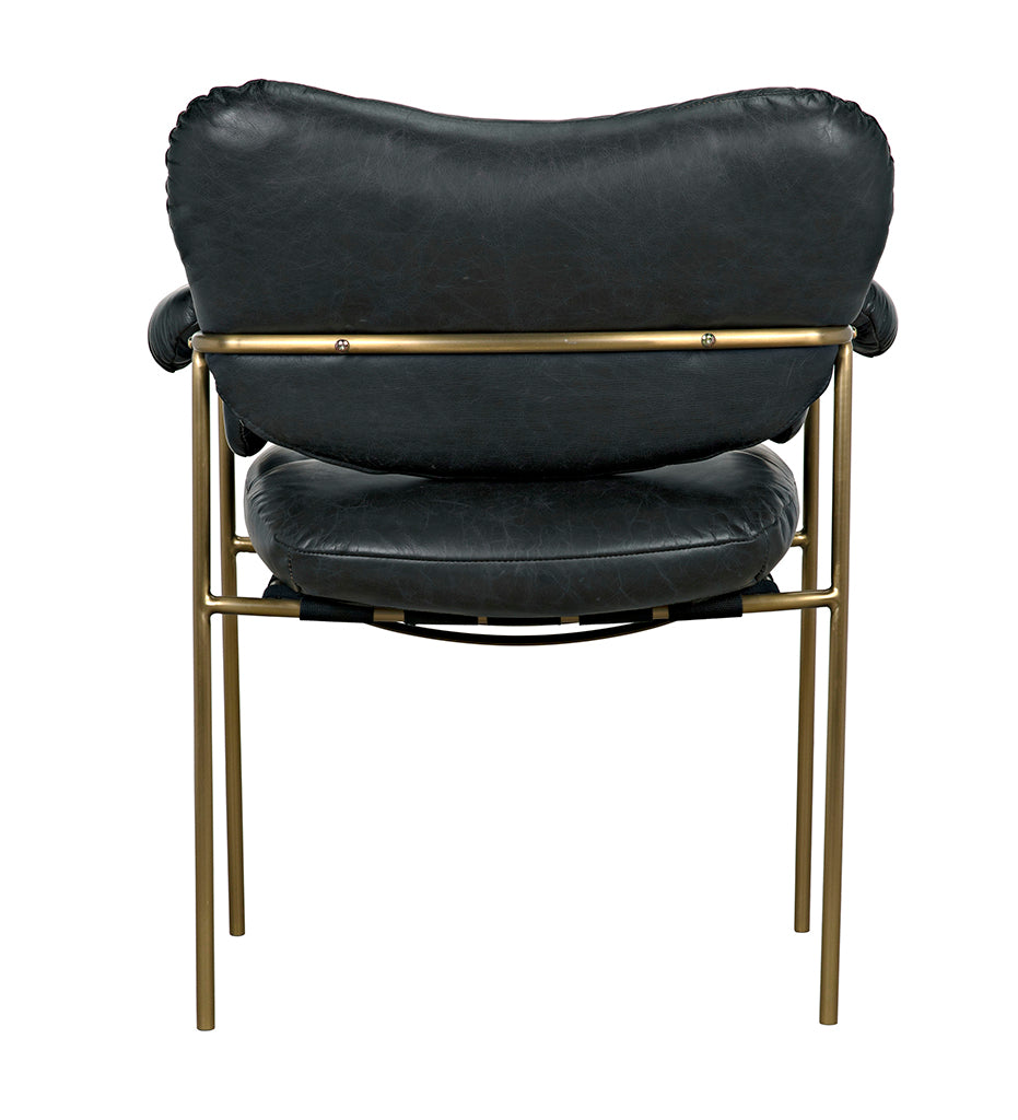 Noir Aphrodites Chair - Metal with Leather LEA-AC003-1D