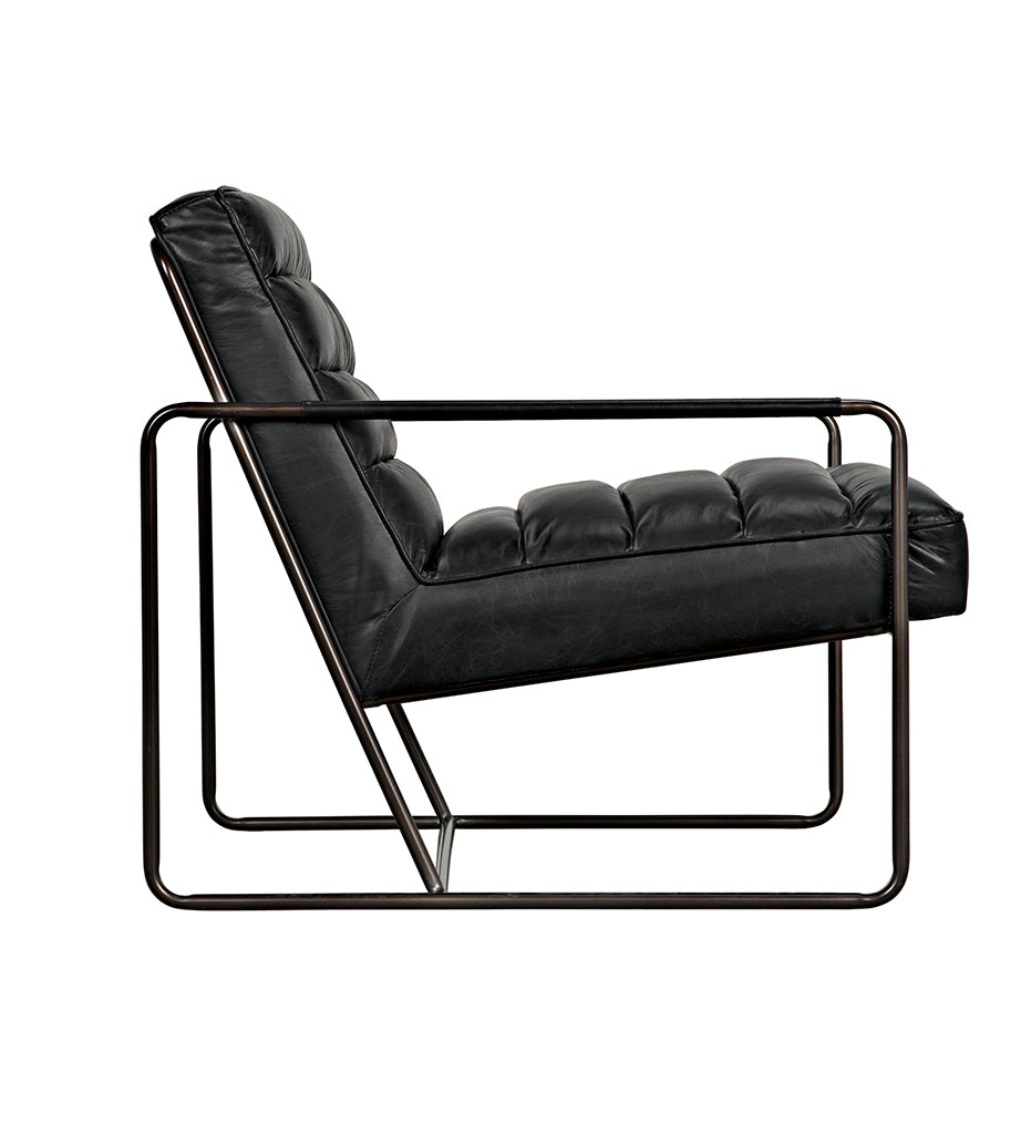 Noir Demeter Chair - Metal and Leather LEA-C0306-1D