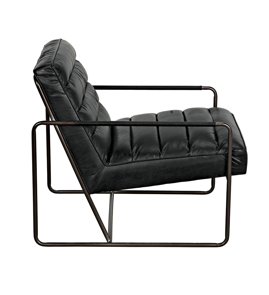 Noir Demeter Chair - Metal and Leather LEA-C0306-1D