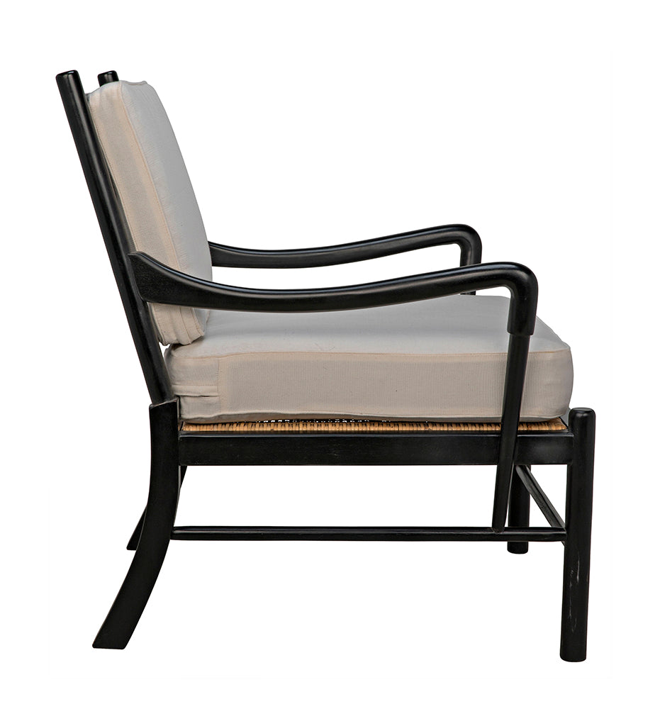 Noir Kevin Chair with Rattan - Hand Rubbed Black SOF204HB