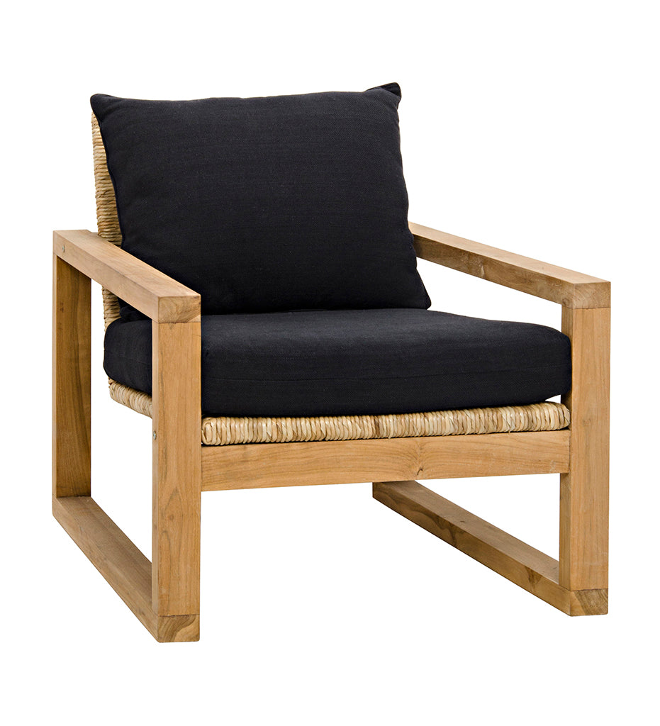 Noir Martin Chair - Teak Frame - Woven Seat - Black Woven Fabric SOF284T