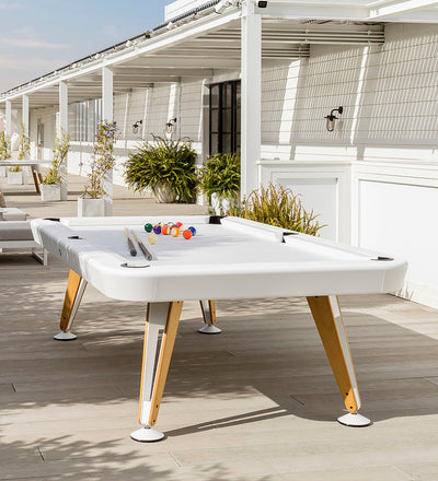 lifestyle, RS Barcelona Diagonal 8' Outdoor Pool Table - White Frame DIPTOUTA8