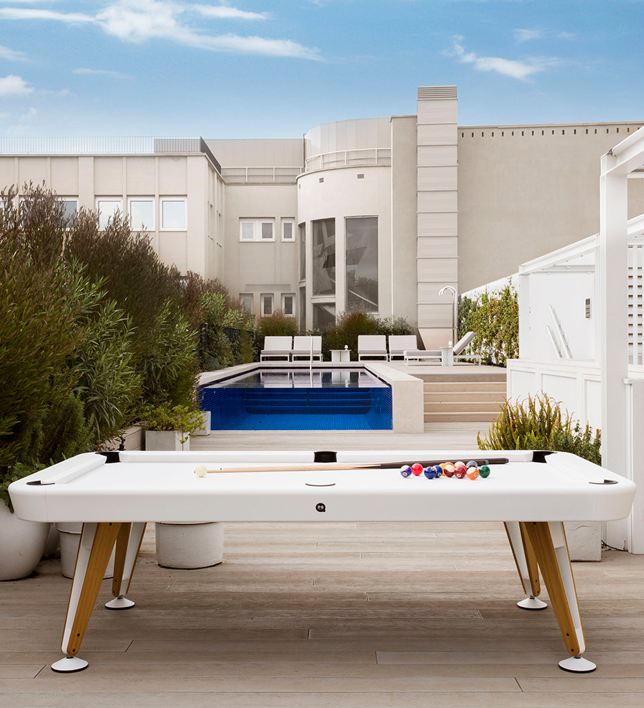 RS Barcelona Diagonal 8' Outdoor Pool Table - White Frame DIPTOUTA8