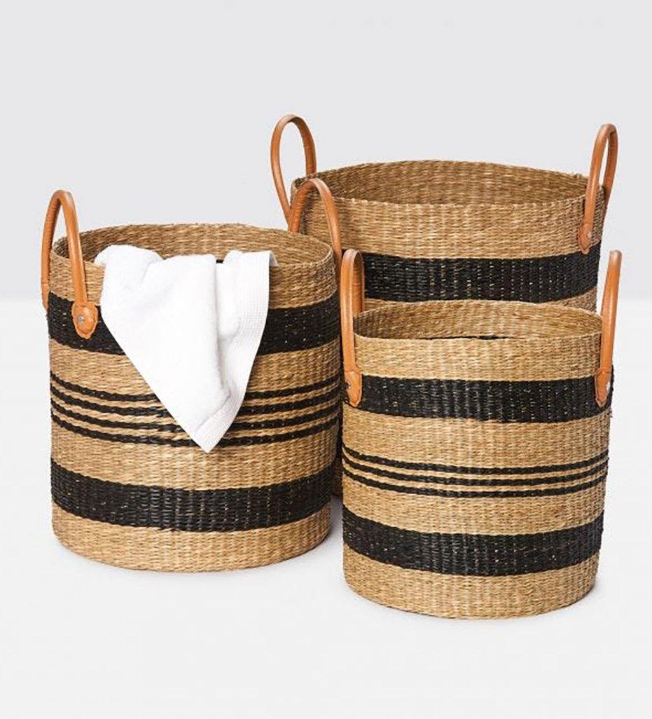 Pigeon and Poodle Hudson Tall Striped Basket