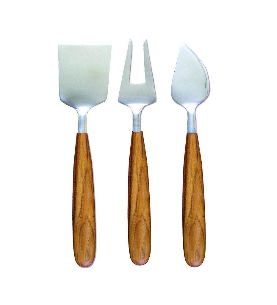 Teak &amp; Stainless Cheese, Set of 3