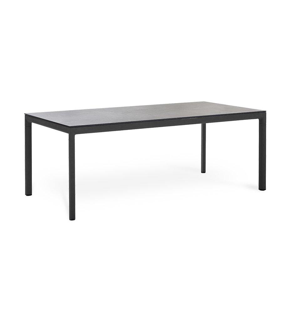 Cane-line Drop Outdoor Dining Table in Lava Grey Aluminum Base and Black Fossil Ceramic Top 50406AL P091COB,image:Lava Grey AL # 50406AL