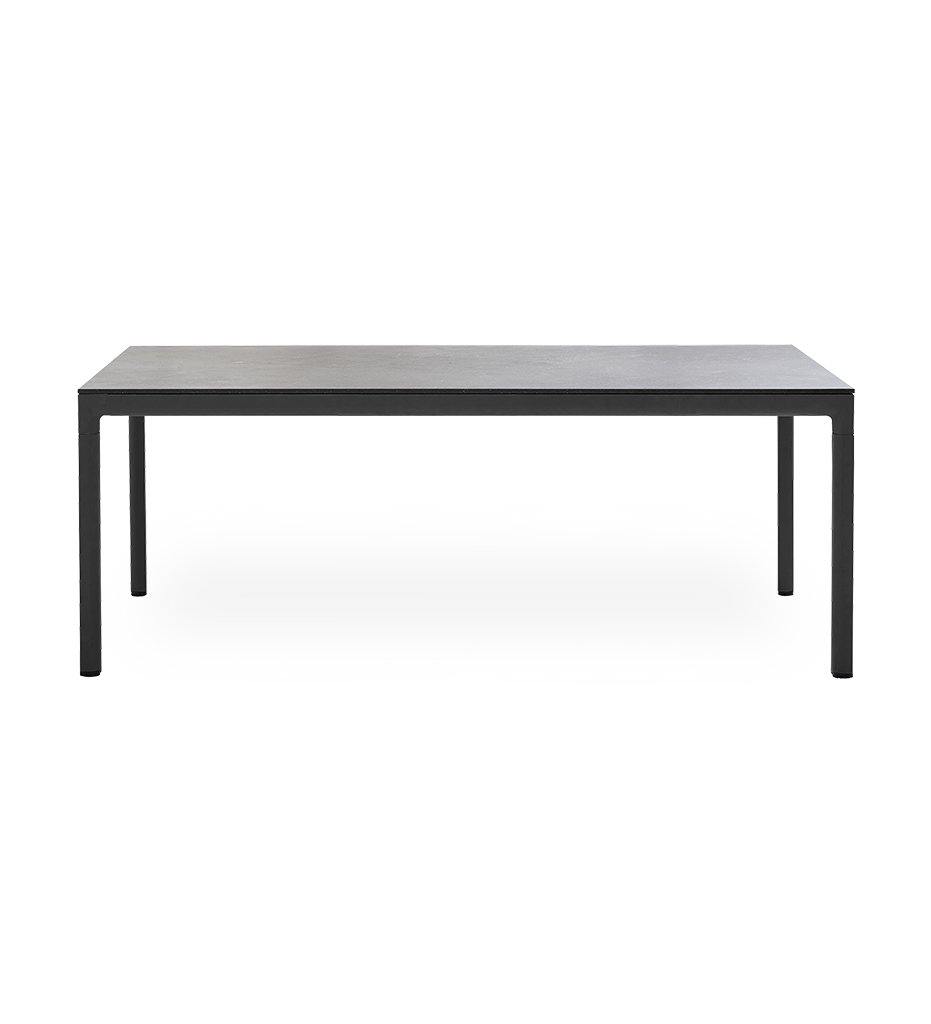 Cane-line Drop Outdoor Dining Table in Lava Grey Aluminum Base and Black Fossil Ceramic Top 50406AL P091COB