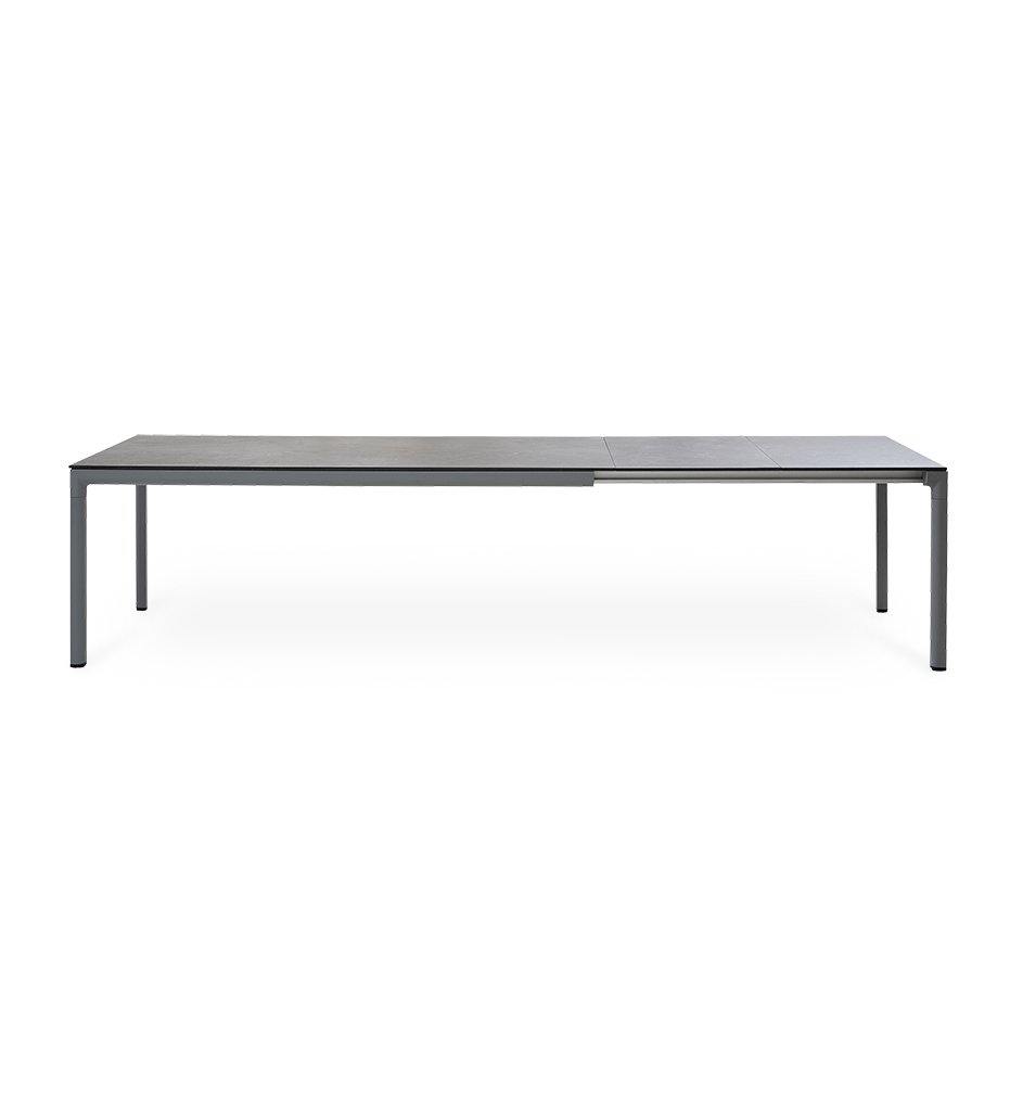 Cane-line Drop Outdoor Extension Dining Table in Light Grey Aluminum Base and Grey Fossil Ceramic Top 50407AI P091COG