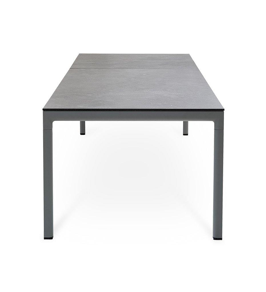 Cane-line Drop Outdoor Extension Dining Table in Light Grey Aluminum Base and Grey Fossil Ceramic Top 50407AI P091COG
