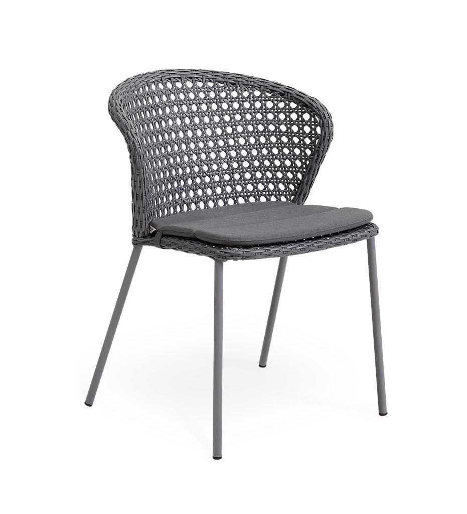 Cane-line Lean Outdoor Dining Chair - Light Grey French Weave All Weather Wicker Rattan 5410FAI