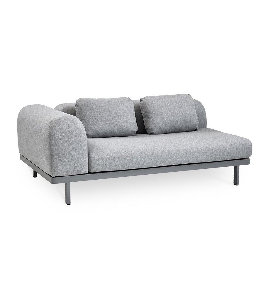 Cane-Line Space 2-Seater Sectional 1 Arm,image:Light Grey-Light Grey AI-AITL # 6540AITL+ 6540BC82 + 6540SC82