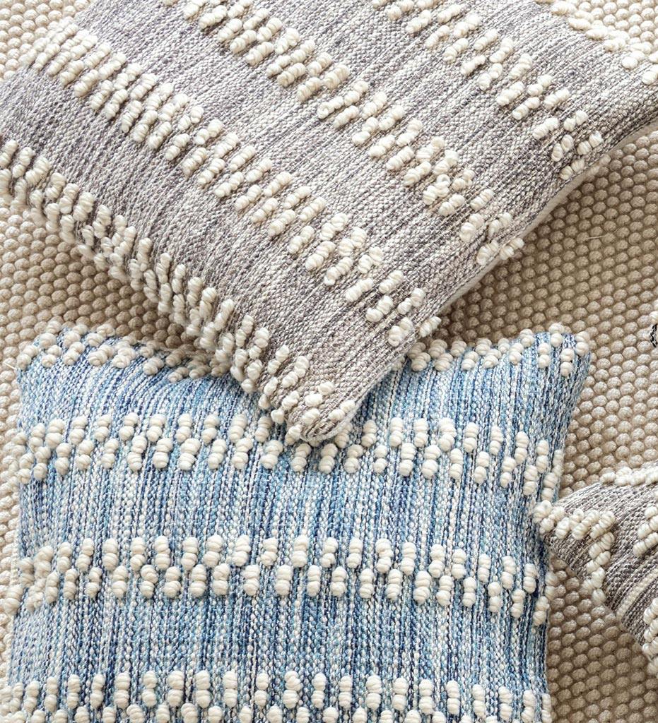 lifestyle, Annie Selke Hobnail Stripe Grey Indoor/Outdoor Decorative Pillow