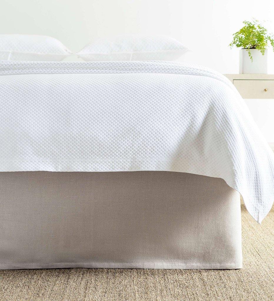 Annie Selke Stone Washed Linen Pearl Grey Tailored Paneled Bed Skirt