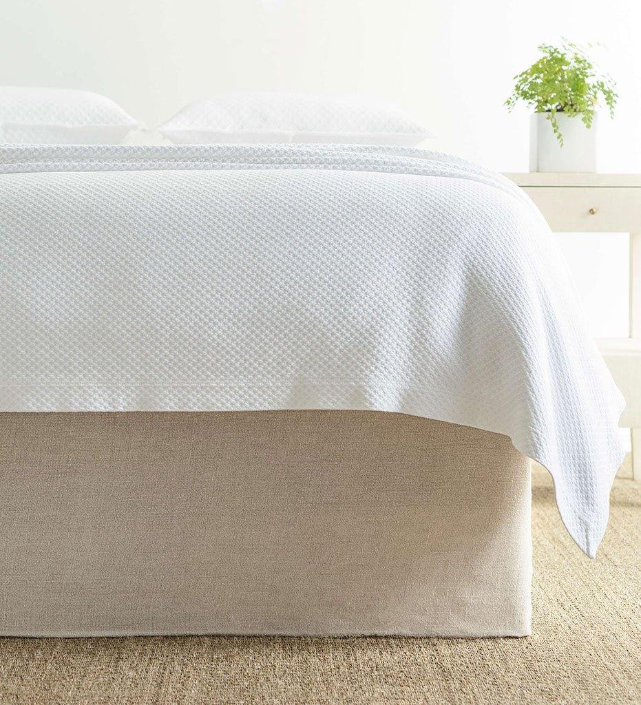 Annie Selke Stone-Washed Linen Natural Tailored Paneled Bed Skirt