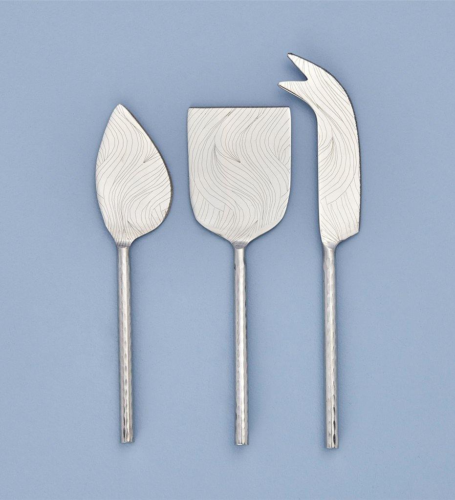 Etched &amp; Hammered Stainless Cheese, Set of 3