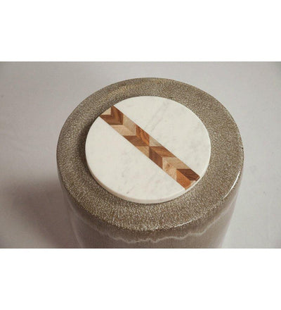 lifestyle, Be Home White Marble and Wood Mosaic Round Board