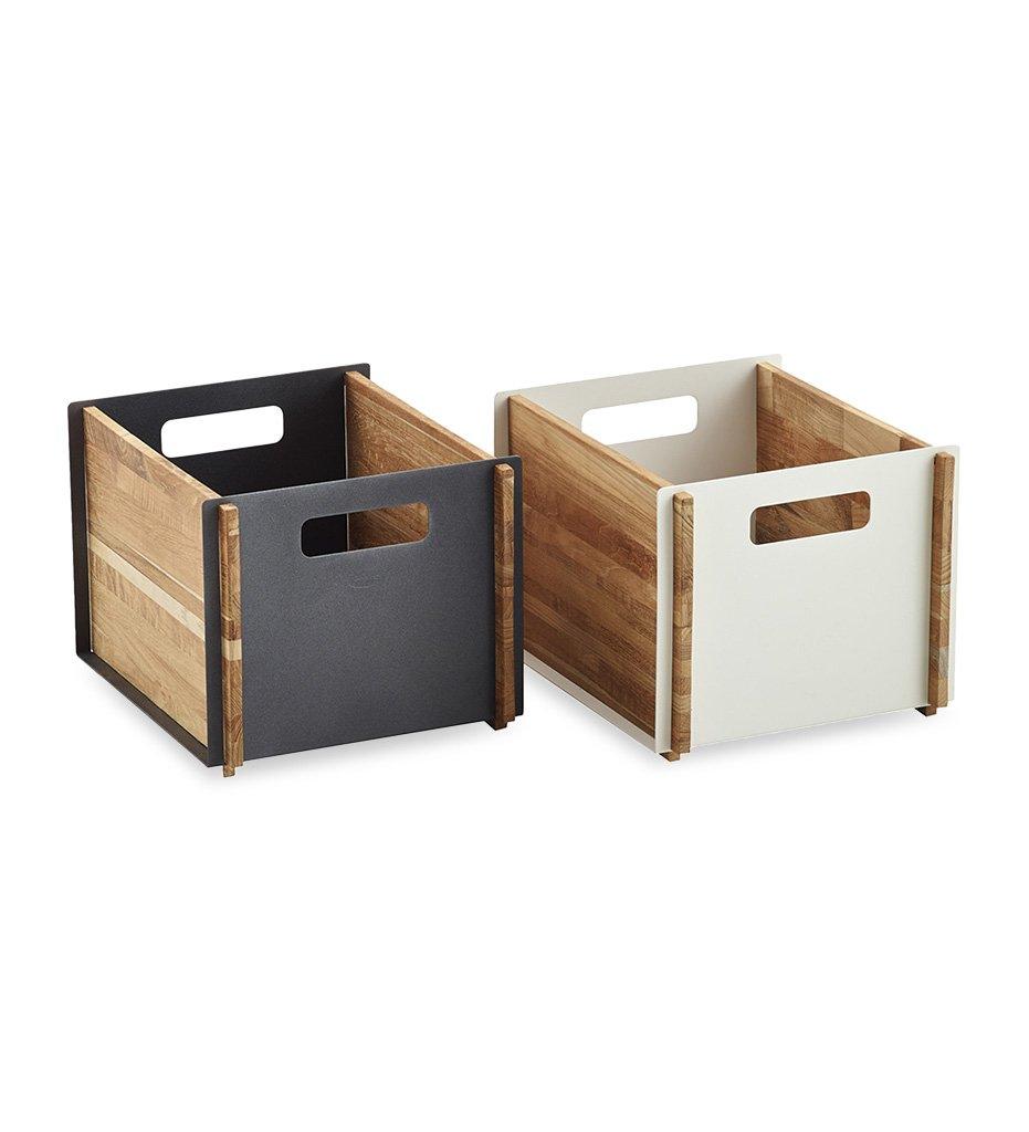 Cane-line Box Container Storage White or Lava Grey Aluminum and Teak Outdoor 5780