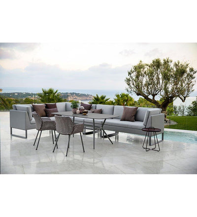 lifestyle, Cane-line Flex 2 Seater Outdoor Sofa - Right with Light Grey Cushions 8564TXSL