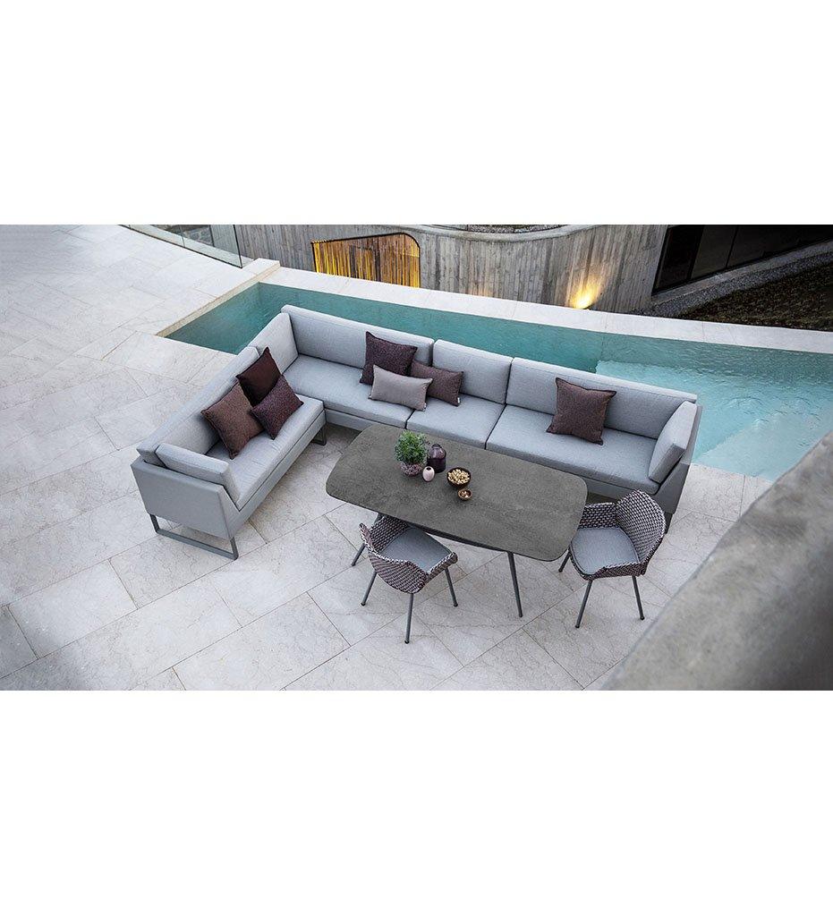 lifestyle, Cane-line Flex Single Seater Outdoor Sectional Module with Light Grey Cushions 8468TXSL
