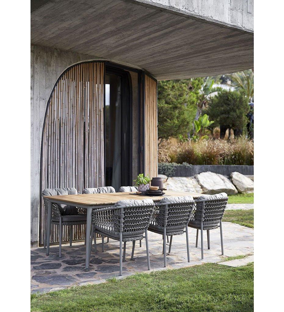 lifestyle, Cane-line Core Outdoor Teak and Taupe Aluminum Dining Table - Medium 5028ATTT