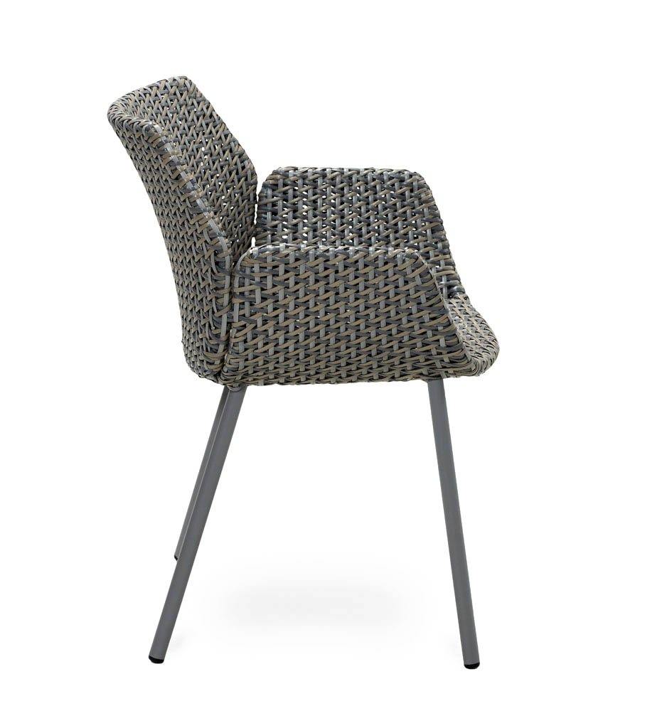 Cane-line Vibe Outdoor Dining Arm Chair in Light Grey, Grey, Taupe All Weather Weave 5406AIIGT