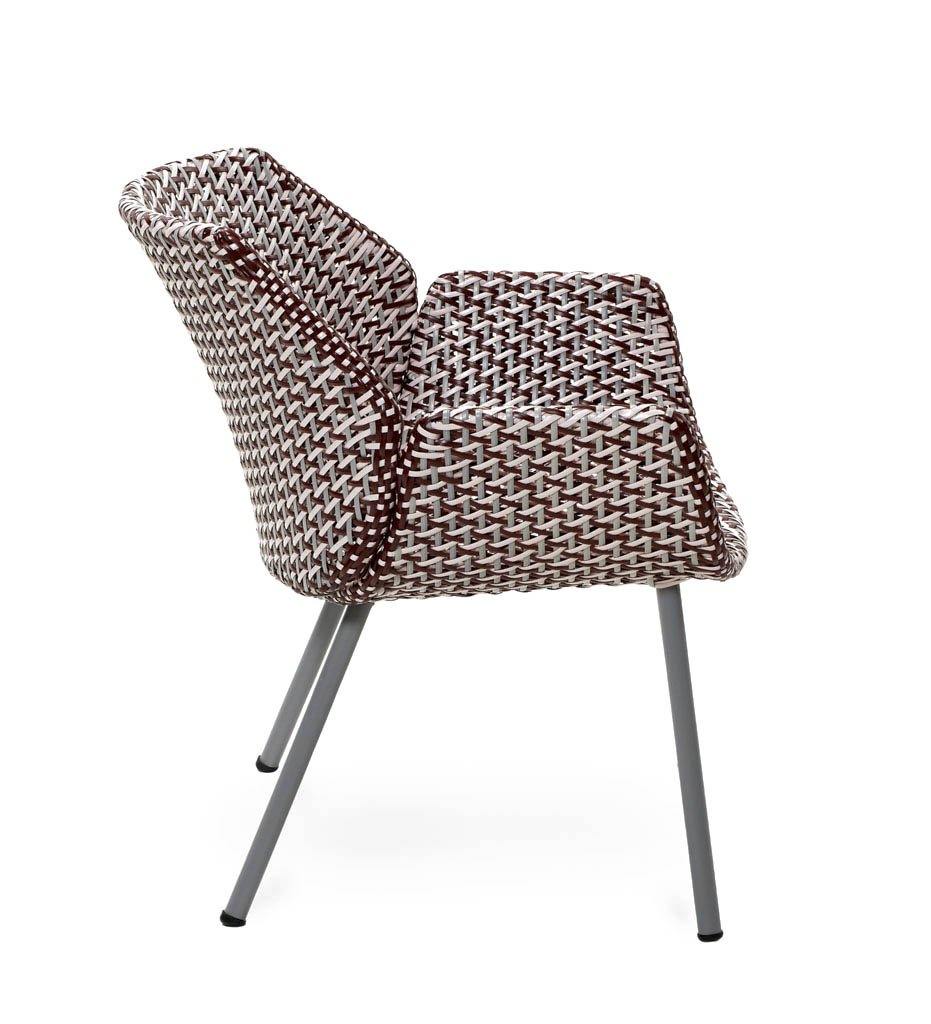 Cane-line Vibe Outdoor Lounge Chair in Light Grey, Bordeaux, and Dusty Rose All Weather Weave 5407AIIBRDR