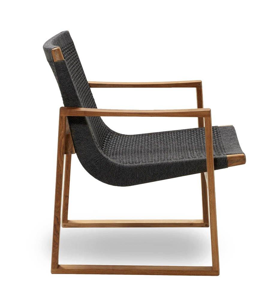 Cane-line Endless Outdoor Lounge Chair in Teak and Dark Grey Rope 54502RODGT