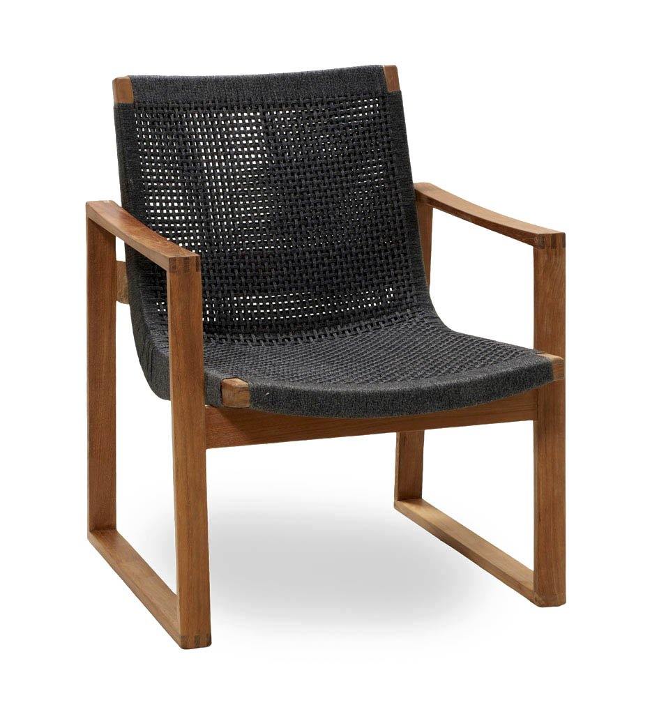 Cane-line Endless Outdoor Lounge Chair in Teak and Dark Grey Rope 54502RODGT