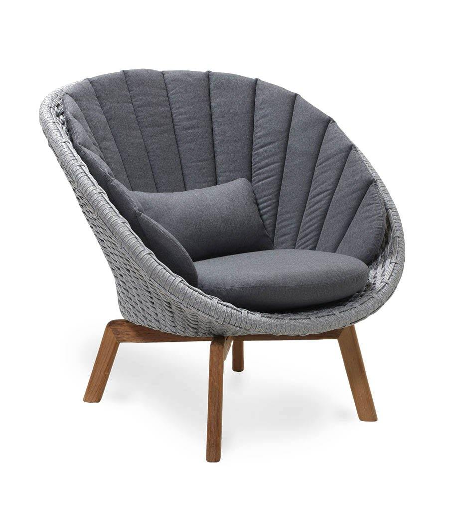 Cane-Line Peacock Lounge Chair - Teak Outdoor Rope Teak-Light Grey Rope ROLGT # 5458ROLGT_5458YSN95
