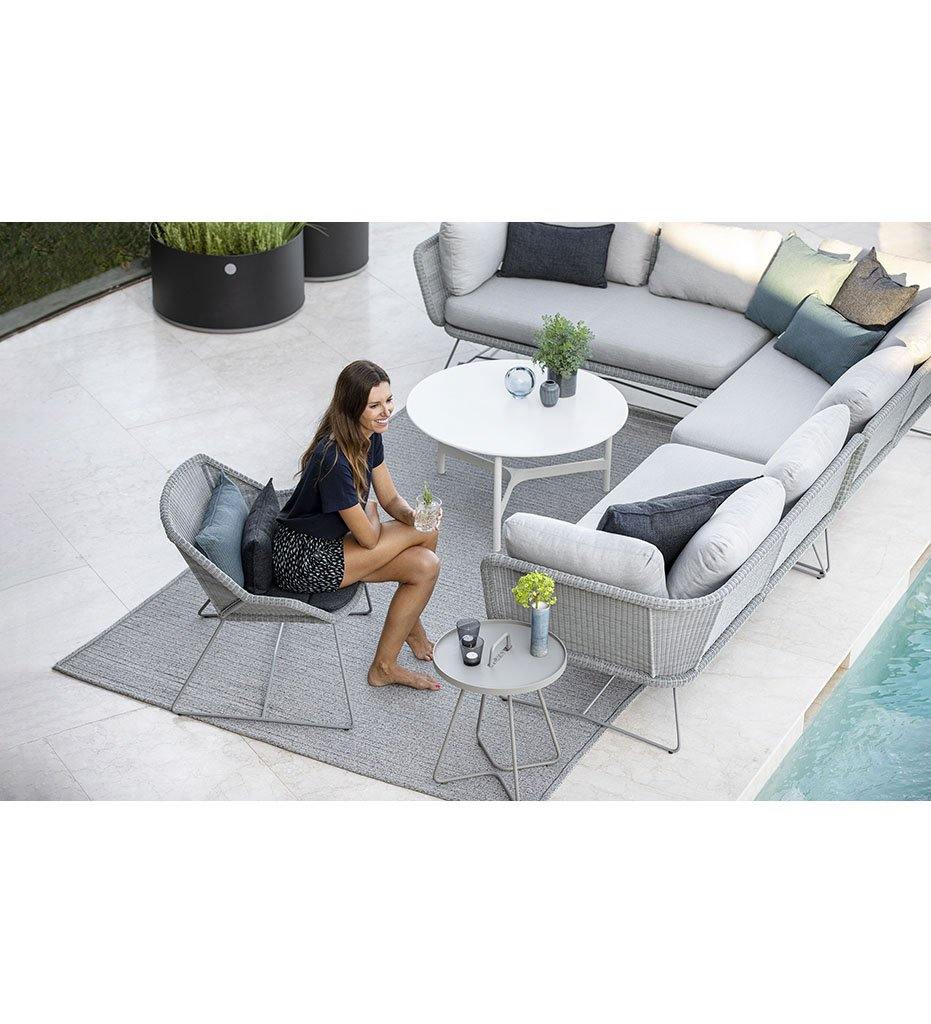 lifestyle, Cane-line Twist Large Coffee Table in White Aluminum and HI-Core Top 5012AW P90KW
